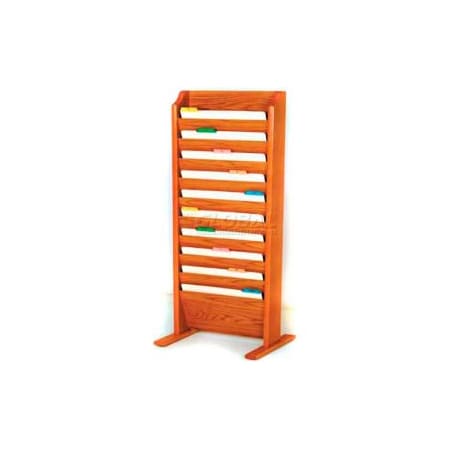 Wooden Mallet Wooden Mallet Free-Standing 10 Pocket Legal Size File Holder, Medium Oak CH17-FSMO